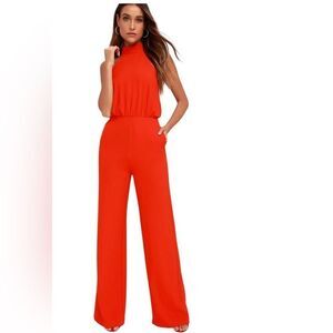 Lulus Moment For Life Red Halter Jumpsuit | Size L